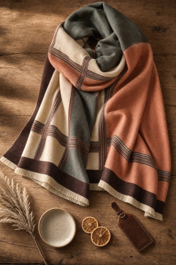 Contrast Cashmere-Feel Scarf — styled