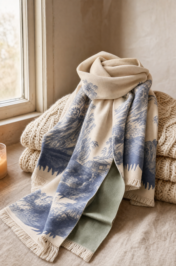 Double-Sided Cashmere-Feel Scarf — styled
