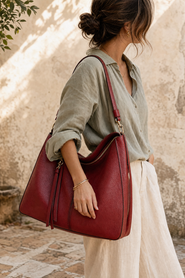 Wide Hobo Shoulder Bag — worn lifestyle