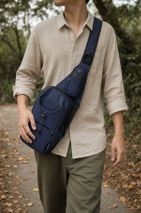 Oxford Crossbody Bag — worn lifestyle