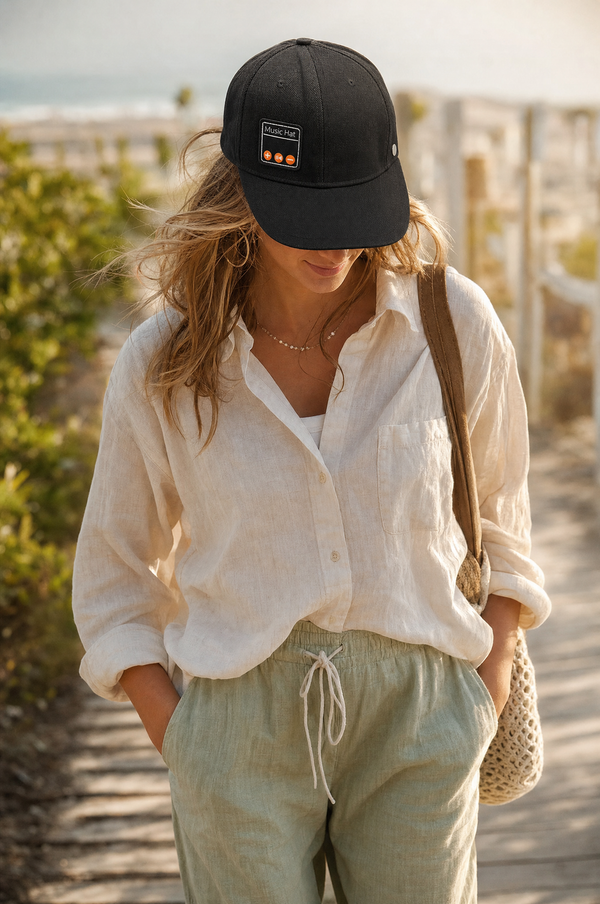 Wireless Music Visor Cap — worn lifestyle