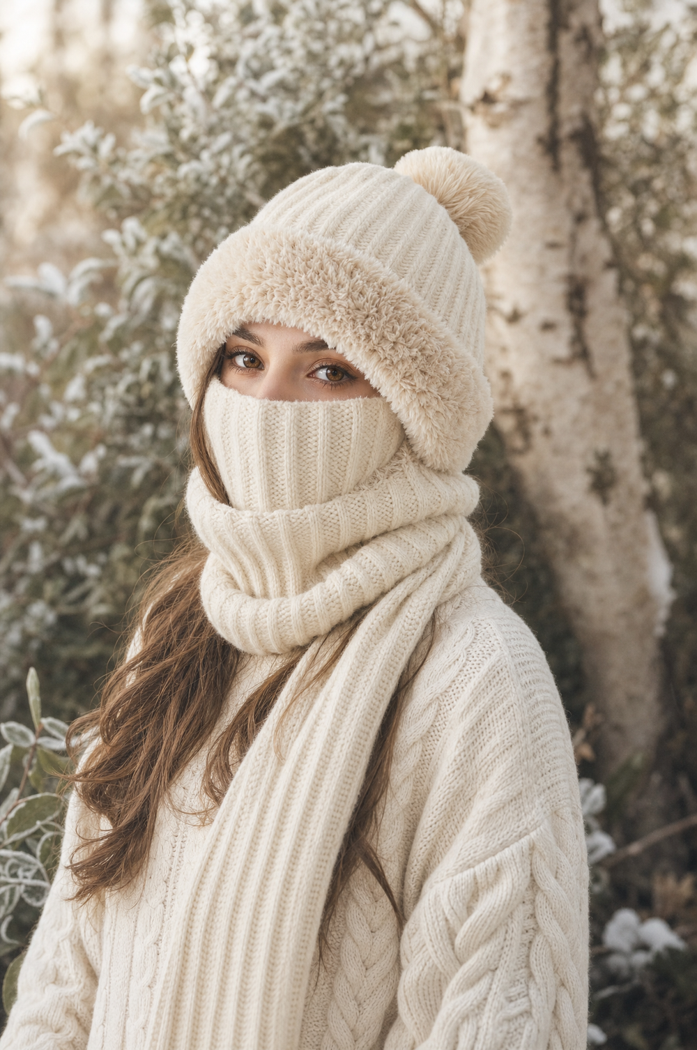 Knitted Hat Scarf Mask Set — lifestyle