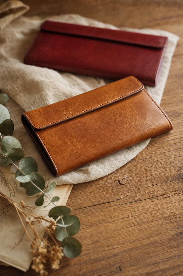 Slim Cowhide Buckle Wallet — lifestyle