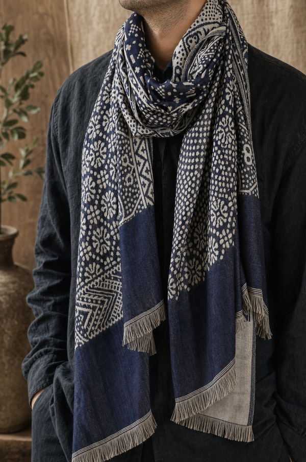Cotton Linen Yarn-Dyed Scarf — lifestyle