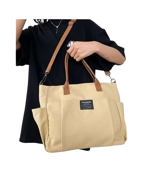 Wide Canvas Shoulder Bag — image 1