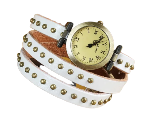 Rivet Leather Wrap Bracelet Watch — image 1