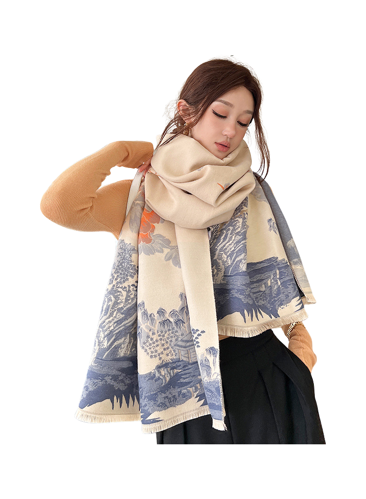 Double-Sided Cashmere-Feel Wrap Scarf — image 1