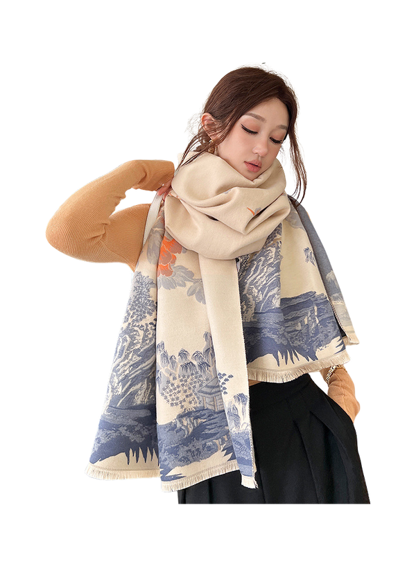 Double-Sided Cashmere-Feel Wrap Scarf — image 1