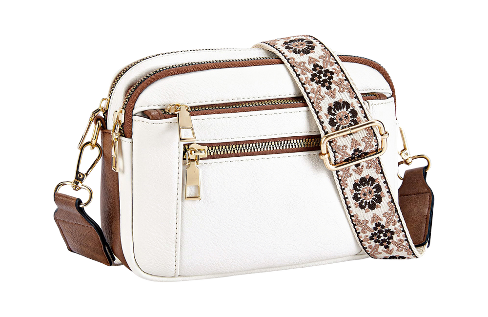 Floral Strap Colorblock Crossbody Bag — image 1