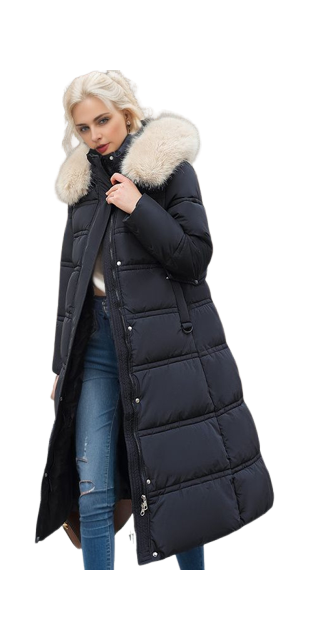 Belted Fur-Hood Long Coat — image 1