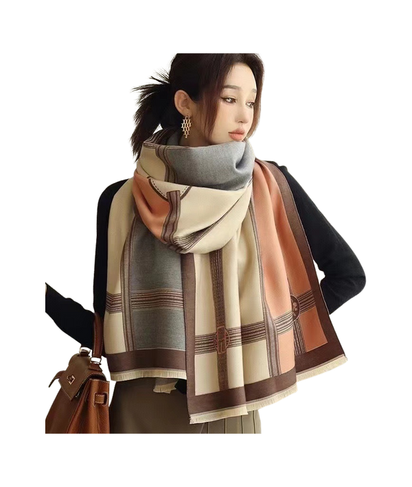 Contrast Color Cashmere-Feel Scarf — image 1